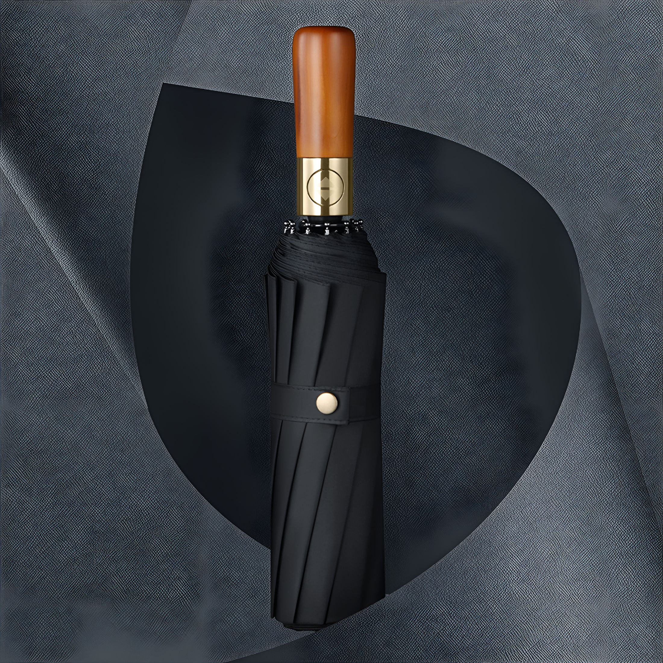 GASTROPOD Fully Automatic Windproof Travel Umbrella with Solid Wood Handle for Rain, Portable, Folding Umbrella for Travel - All-Weather Strong Compact Umbrella