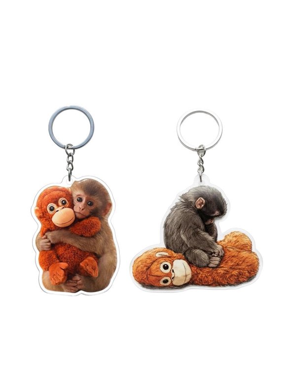 Funny Boxing Monkey Acrylic Keychain, Cute Gorilla Orangutan Bag Charm, Playful Animal Keyring for Backpack Purse Car Keys, Y2K Aesthetic Gift