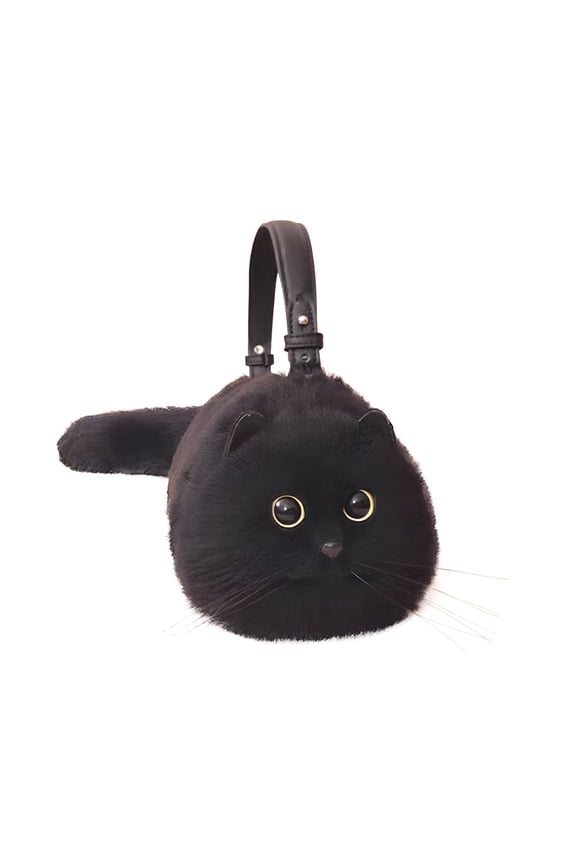 Furry Cat Purse, Kitty Purse, Kitty Cat Bag, Cat Shaped Shoulder Handbag Furry Cat Purse for Women and for Girls for Cat Lovers