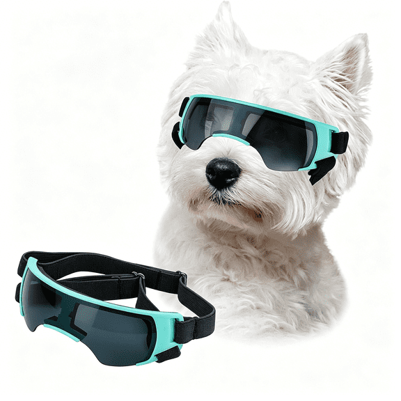 GASTROPOD Futuristic Dog Goggles for Small Breed, Tech-Style Pet Eye Glasses, Anti-Fog UV Protection Windproof Dog Sunglasses with Adjustable Strap for Outdoor Riding Travel, Blue