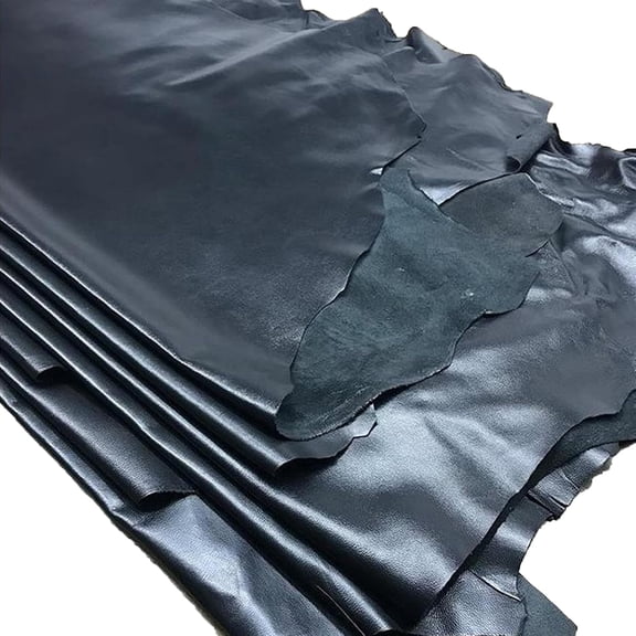 GASTROPOD Genuine Black Sheepskin Leather Hide - Full Grain, Thin & Soft - All Natural Leather Skins for Crafting, Diy Projects, Apparel, and Upholstery (One Piece) (Black, 8-10 Sq Ft)