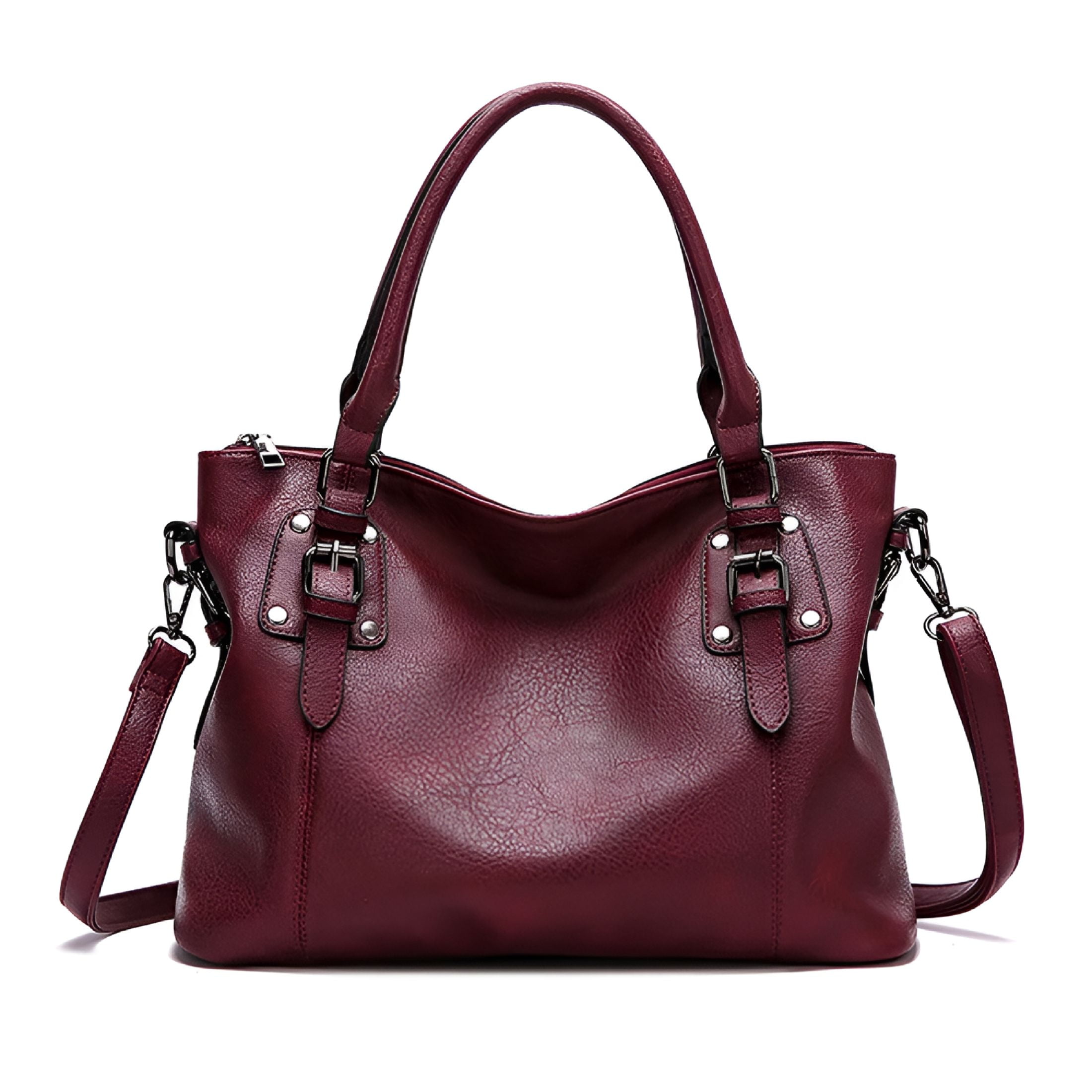 GASTROPOD Genuine Leather Handbags Tote Shoulder Bag for Woman Satchel Designer Purse Top Handles Crossbody Bag Large Capacity, Purple Red