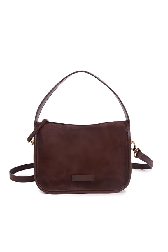 Genuine Suede Leather Vintage Square Crossbody Bag for Women, Chic Top-Grain Handbag & Shoulder Purse