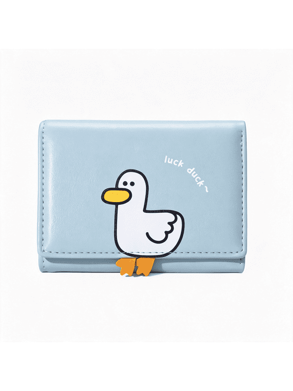 Girls Cute 3D Duck Mini Folding Wallet Tiny Wallet Cash Pocket Card Holder Id Window Purse for Women | Mini Wallet, 7 Card Slots, Id Window, Cash Slot Cute Wallet