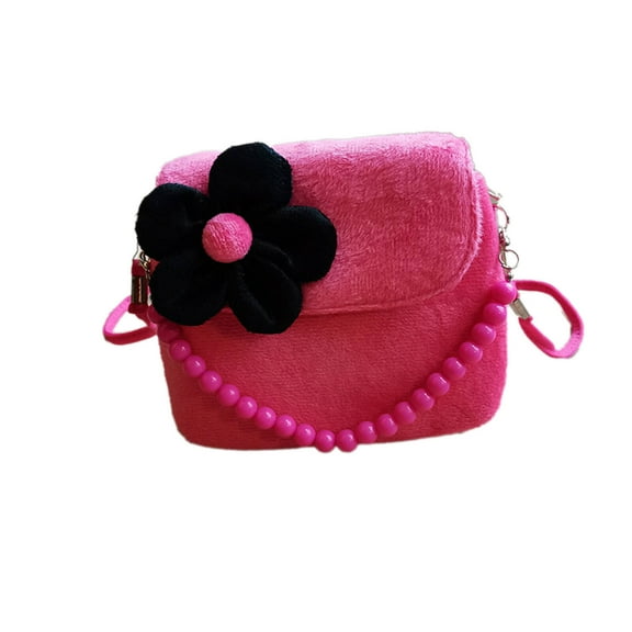 GASTROPOD Girls Purse,Magnetic Closure Crossbody Bags for Kids,Fuzzy Material Shoulder Bag with Detachable Beaded Handle