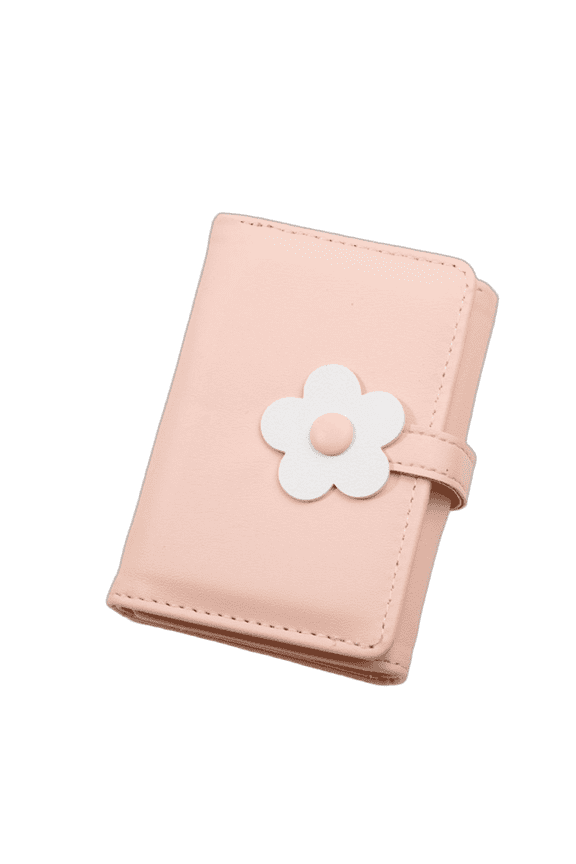 Girls Wallet Exquisite Flower Decoration Pink Wallet Pu Leather Comfort Lightweight Wallet for Teen Girls Pink