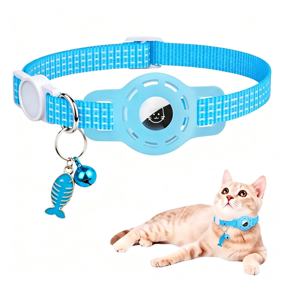 GASTROPOD Glow Cat Collar,Breakaway Reflective Adjustable Kitten Collar Secure Holder&Bell,Durable Woven-In Reflective Strap,15G Lightweight,Adjustable 7.8-12.6"For Girl&Boy Cats