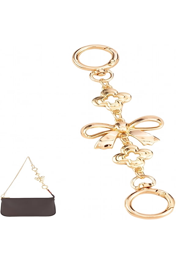Gold Bow Pattern Bag Extender Chain, Versatile Purse Extender Chain for Handbags and Wallets, Stylish Bag Charm and Strap Replacement Accessory