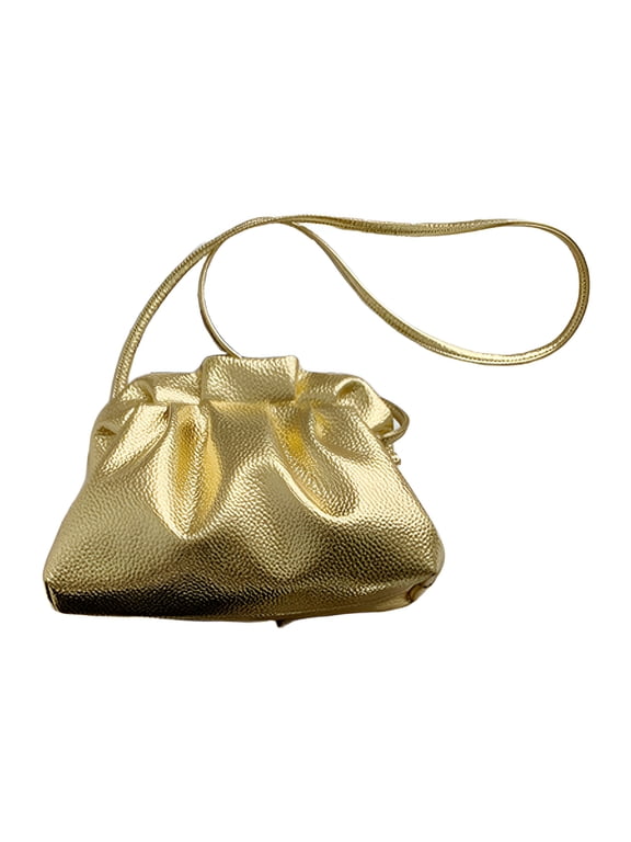 Gold Cloud Bag for Women Leather Hobos Retro Cloud Crossbody Bag Small Phone Bag Design Clutch Clip Bag Female Bolsa