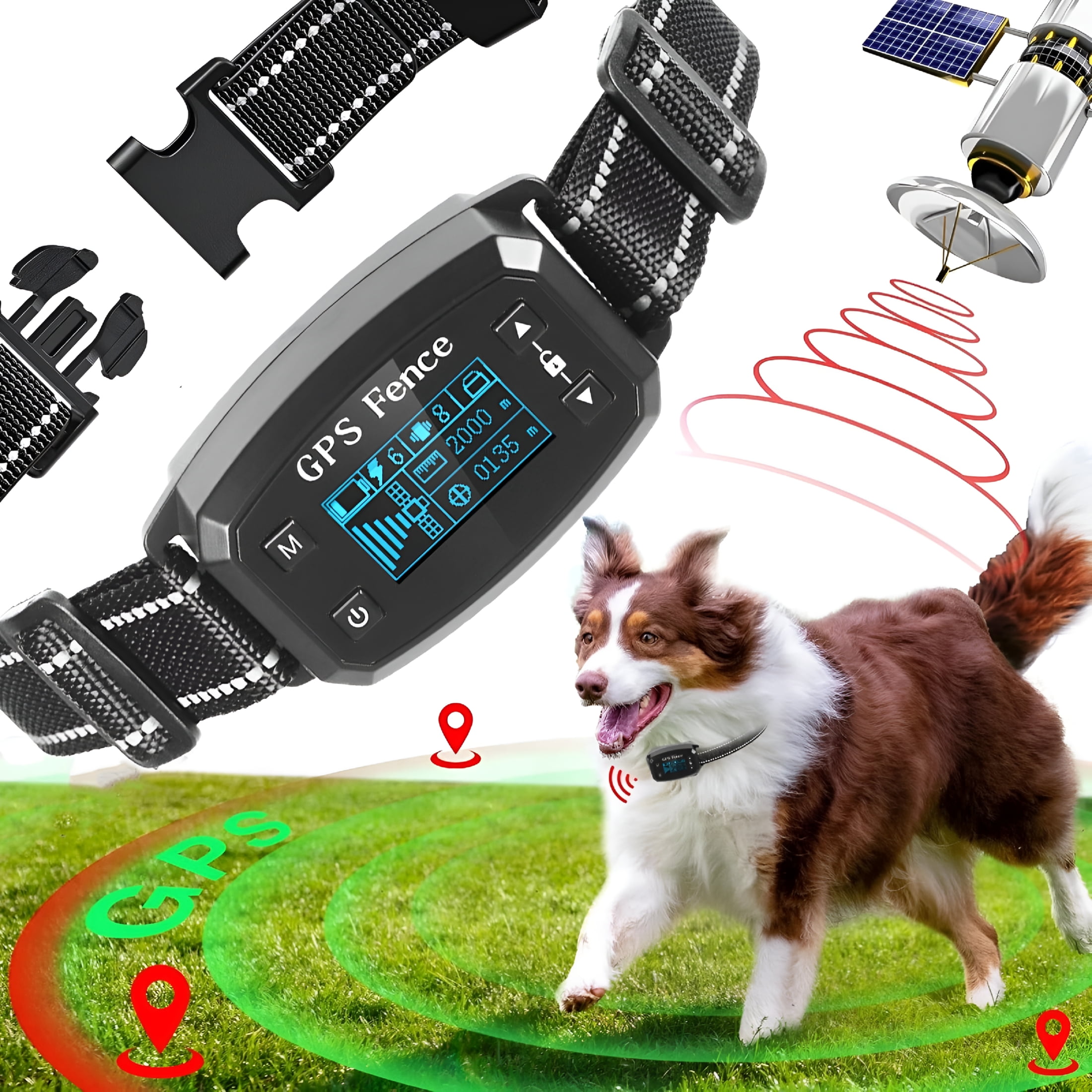 GASTROPOD Gps Wireless Dog Fence, 3 Warning Modes, Boundary Range Up to 6562 Ft, Ipx6 Waterproof Collar, Rechargeable Electric Fence for Dogs, Pet Containment System, Outdoor Use