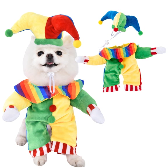 GASTROPOD Green Clown Dog Halloween Costume for Small Dogs Boy, Durable Polyester Pet Party Outfit, Funny Puppy Clothes for Photoshoots and Trick or Treat