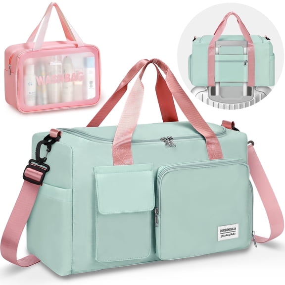 GASTROPOD Gym Bag with Shoes Compartment Convenient Gym Tote Bag for Women Dry Wet Separated Weekender Overnight Bags for Travel(Green)