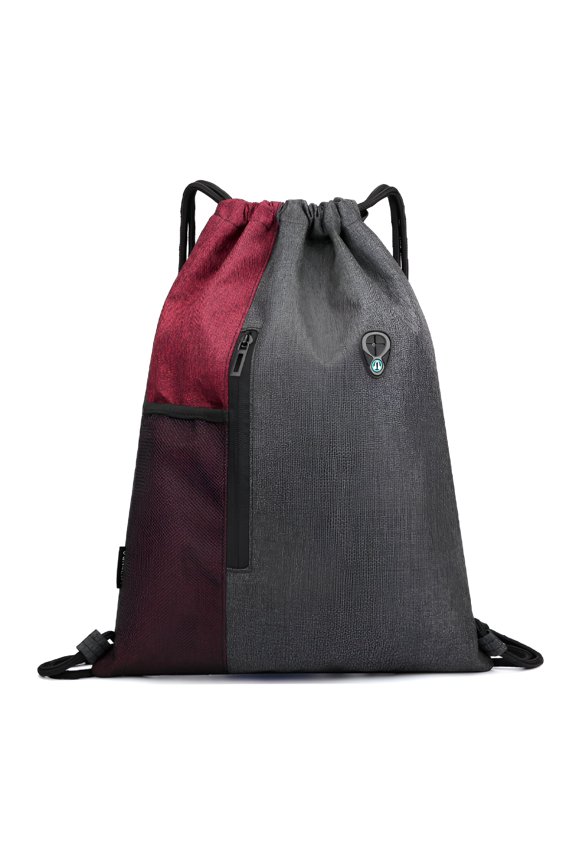 Gym Sack Drawstring Bag Sports Travel Drawstring Bag Water Repellency Mesh Pocket for Water Bottle Light Backpack Sack with Earphones Hole for Men Women (Red)