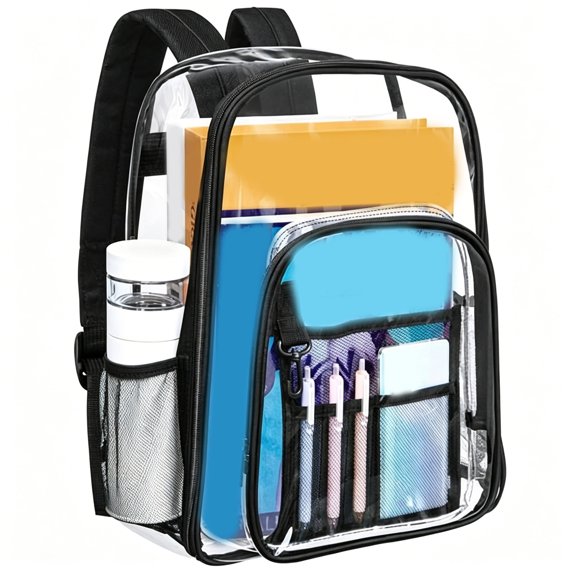 GASTROPOD Heavy Duty Clear Backpacks Large Capacity Transparent Waterproof Backpacks for School Stadium College Waterproof Backpack for Men,Black