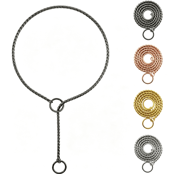 GASTROPOD Heavy Duty Dog Choke Collar Slip Dog P Chain Snake Collar Plating Anti-Rust Dog Training Collars for Small Large Dogs Black/Gold/Silver/Rose Gold 15.5In-29.5In (17.5In,Black)