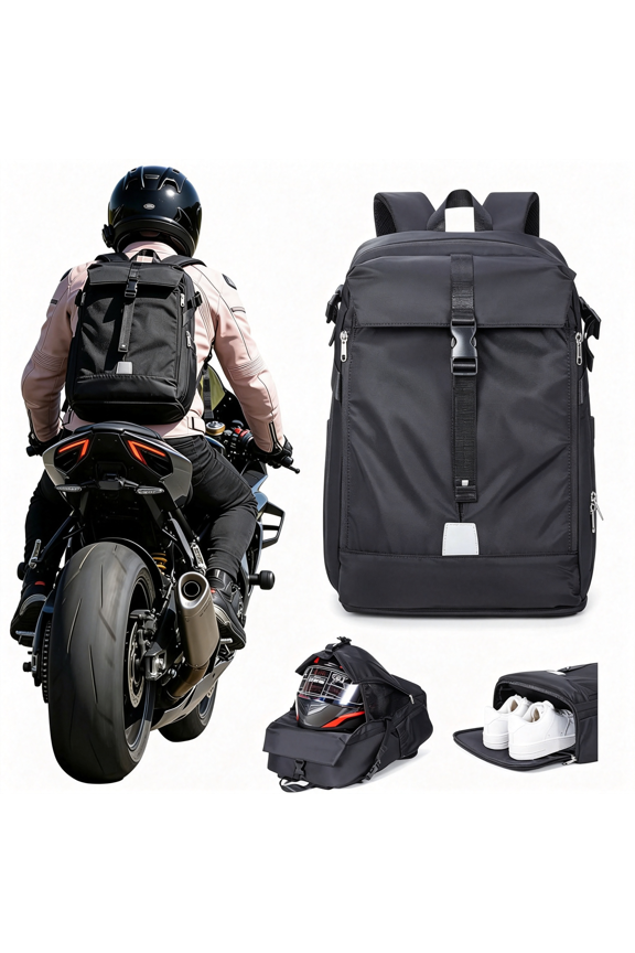 Helmet Backpack Motorcycle Riders Waterproof Large Capacity Backpack Holder Helmet Bag Storage Hiking Cycling Motorcycle Backpacks Motorcycle Riders Accessories Men Women Black