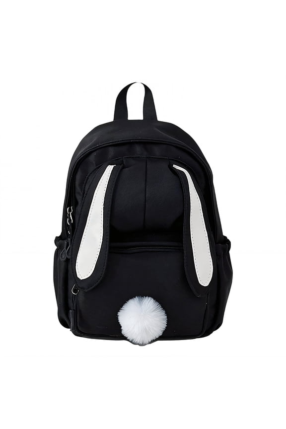 High School Backpacks,Curved Shoulder Straps School Backpacks,Cute Rabbit Ears Backpack for College for Shopping and Traveling Without Pendant,Black