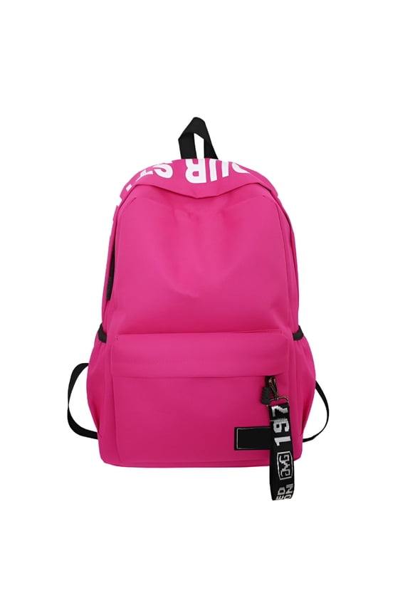 High School Student Backpacks Schoolbag Lightweight Back to School Supplies 16 Inch Large Capacity Travel Canvas Polyester Laptop Backpack - Sports Bags for Students - Hot Pink