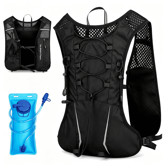 GASTROPOD Hydration Pack with 2L Water Bladder Lightweight Running Vest for Men & Women Adjustable, Breathable, Reflective Hydration Backpack for Hiking, Cycling, Trail Running, Marathon