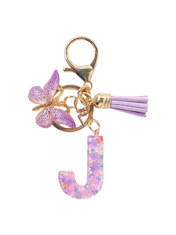 J 26 Letters Alphabet Keychain Plastic Custom Initial Keychain Charm for Bag Backpack J