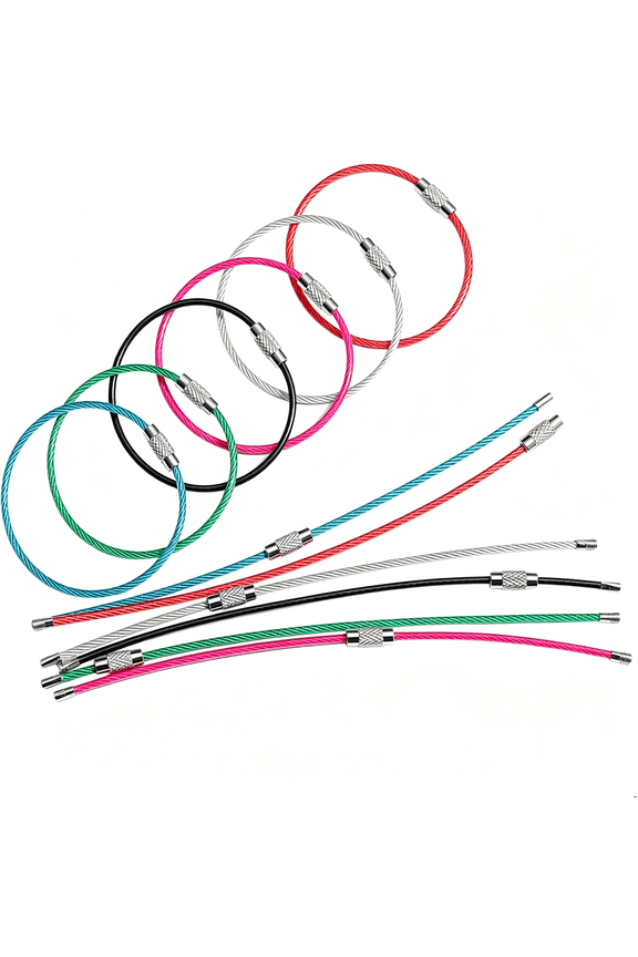 Key Rings Stainless Steel Wire Keychains Lock Cable Heavy Duty Luggage Tags Loops Keepers 2Mm Twist Barrel Pack of 12 (Cable Length: 6 Inches)