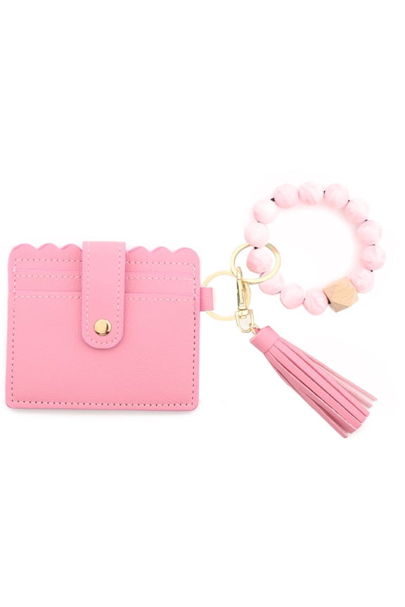 GASTROPOD Keychain Wallet Tassel - Decorated Accessory Key Chain Wallet Silicone Bead Bracelet Wallet Keychain Women Pink