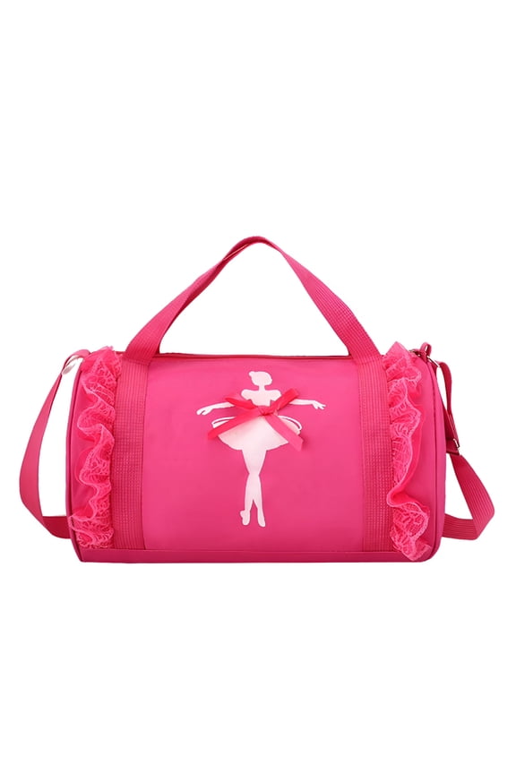 Kids Dance Ballet Bag Large Capacity Fashion Tote Bag Custom Travel Yoga Duffle Handbag(Hot Pink)