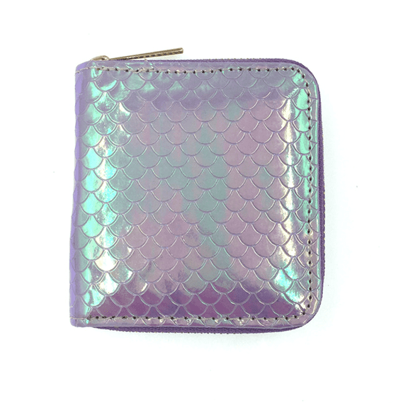 GASTROPOD Kids Wallet Smooth Zipper Girls Wallet Unique Fish-Scale Relief Surface Wallet for Teen Girls Purple