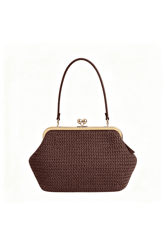 Kiss-Lock Bag for Women Kiss Lock Purses and Handbag Large Straw Beach Shoulder Bag Summer Straw Tote Messenger Clutch Bags