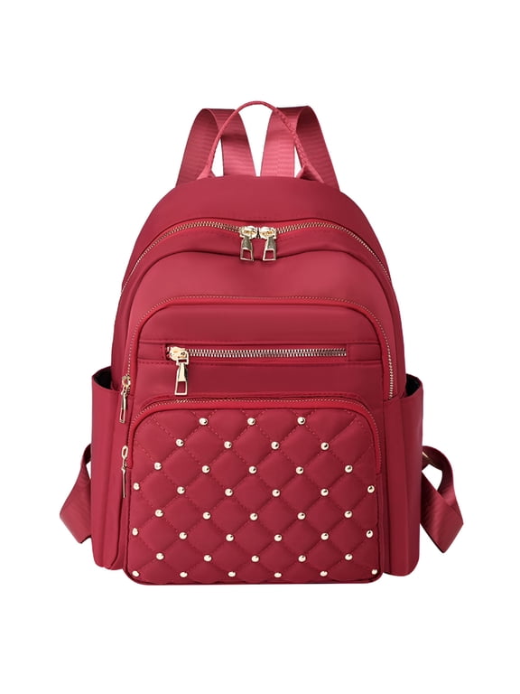 2026 New Laptop Backpack Purse for Women Leather Mini Bookbag Work Travel Top Handle Satchel for Work,Travel,School,Daily Red