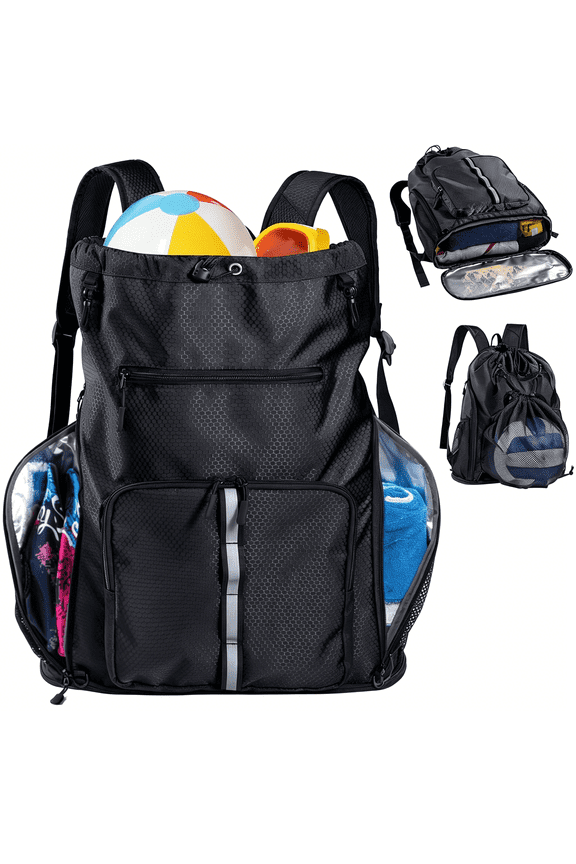 Large Beach Backpack Waterproof Sandproof-Customized Oversized Drawstring Pool Bag with Shoe Compartment for Toiletries,Towels,Gym,Travel
