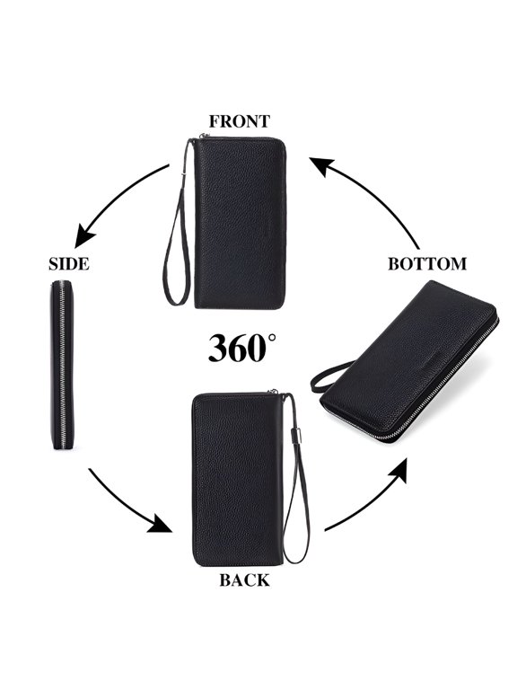 Large Capacity Wallet for Women,Women Leather Wallets Rfid Blocking Zip Around Credit Card Holder Phone Clutch,Black