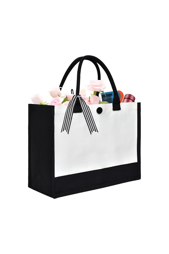 Large Personalized Initial Canvas Gift Tote Bag, Monogram Embroidery Beach Bag, Suitable for Wedding, Birthday, Beach, Holiday, a Great Gift for Women, Mom, Teachers, Friends, Bridesmaids