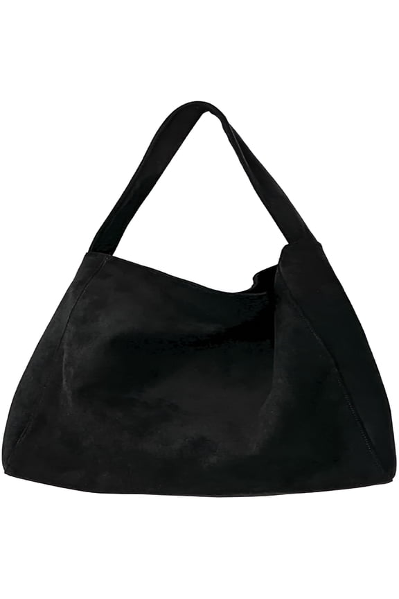 Large Suede Tote Bag for Women Slouchy Shoulder Bags Suede Purses Women's Satchel Bag Work Handbag Crescent Bag Travel Winter