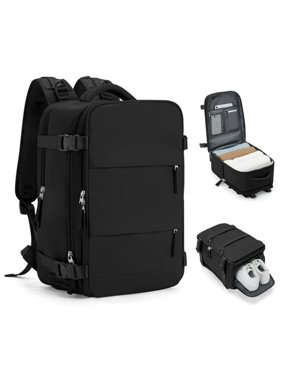 Large Travel Backpack for Women Airplane Approved,Carry on Backpack for Men Personal Item Travel Bag,Waterproof Laptop Backpack Casual Daypack with Shoes Compartment