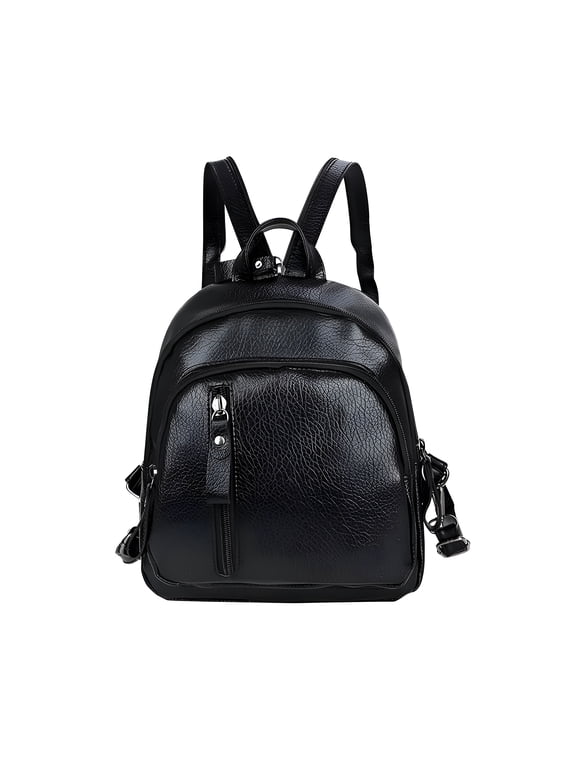 Leather Backpack Purse for Women Black Real Soft Leather Travel Convertible Ladies Shoulder Bag Mini Backpack for Women Light Weight Small Waterproof Backpack Purses