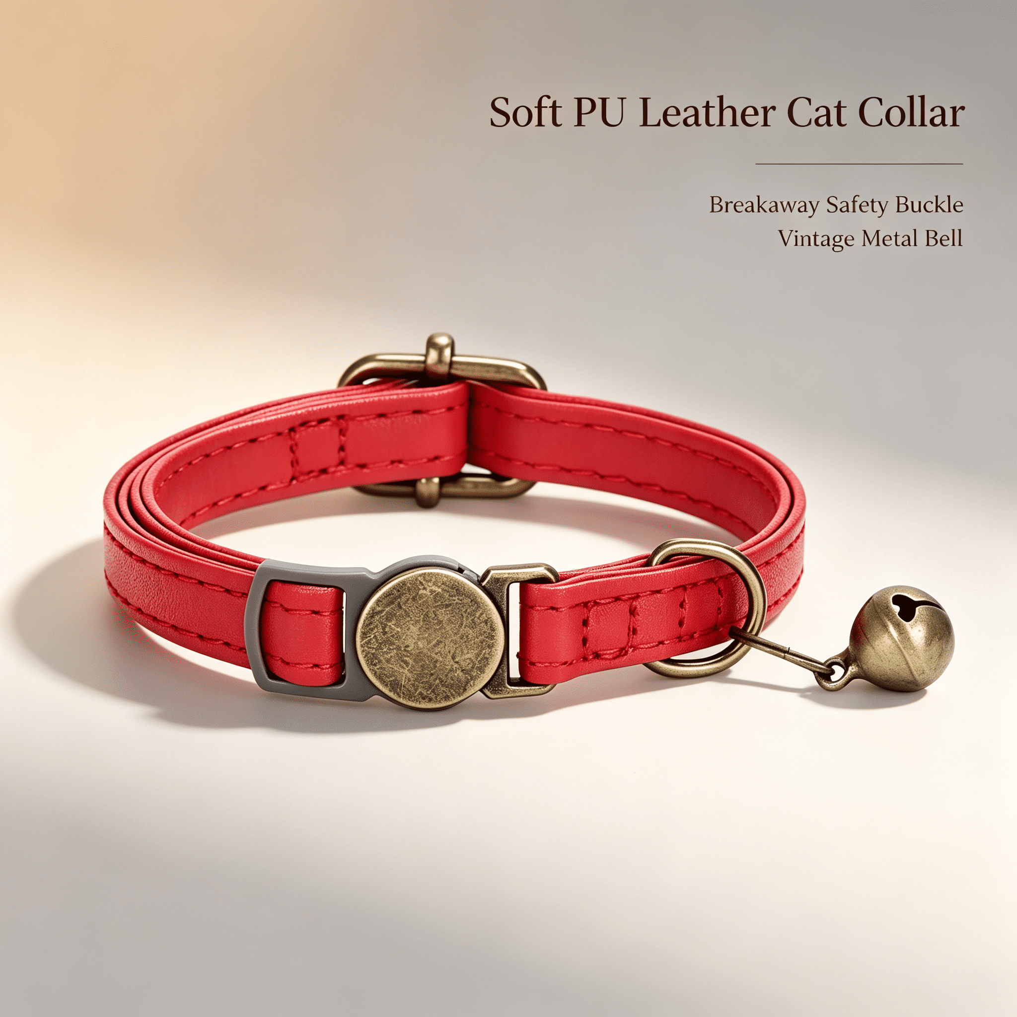 GASTROPOD Leather Cat Collar with Bell Breakaway- Adjustable,Durable ...
