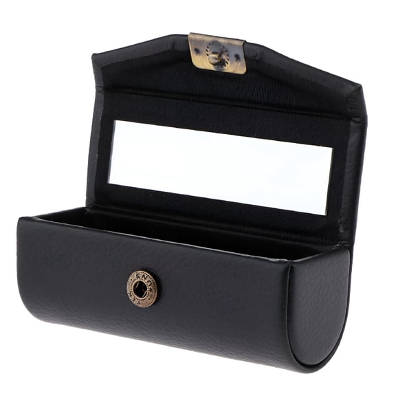 GASTROPOD Leather Lipstick Holder Case with Mirror, Portable Purse Organizer for Lip Gloss & Balm, Compact Cosmetic Storage Box for Travel, Work, Daily Touch-Ups, Black