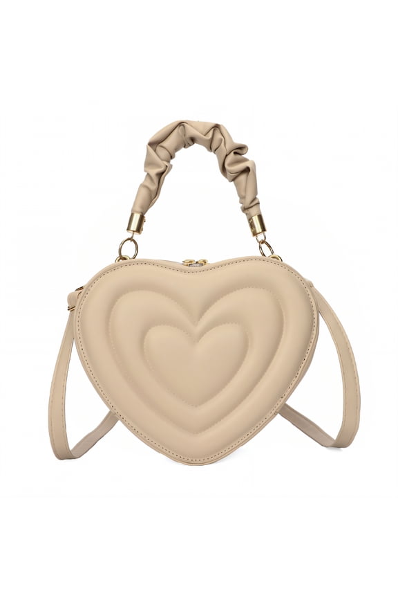 Leather Purses for Women,Preppy Style Heart Purse,Daily Essentials Small Purses for Women Crossbody,Khaki