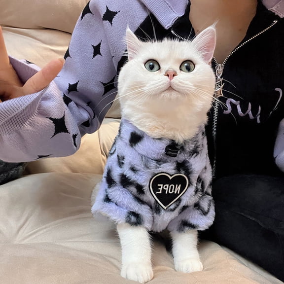GASTROPOD Leopard Print Winter Cat Clothes 2-Legged Thickened Warm Soft Lining Easy to Wear Pet Boys Girls Tiny Cat Outfits