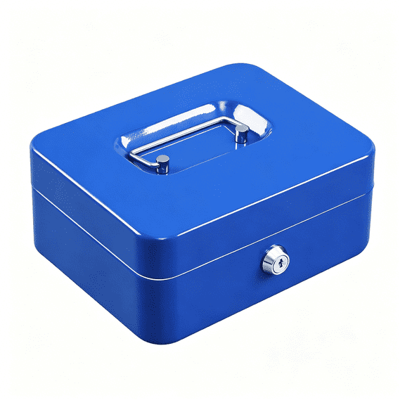 GASTROPOD Locking Steel Medium Cash Box with Removable Coin Tray and Key Lock,7.87"X 6.30"X 3.54",Blue