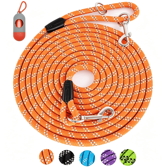 GASTROPOD Long Dog Leash for Dog Training 10Ft 16Ft/30Ft/50Ft/100Ft, Reflective Threads Rope Dog Leash, Heavy Duty Dog Lead for Large Medium Small Dogs Walking Playing, Camping, Or Yard