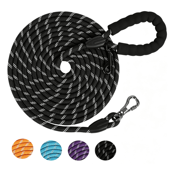 GASTROPOD Long Dog Leash Dog Training 16/20Ft/30Ft/50Ft/100Ft Reflective Leash Lockable Hook Heavy Duty Dogs Lead Tie Out Rope Large Medium Small Dogs Outside Walking Playing Camping Yard