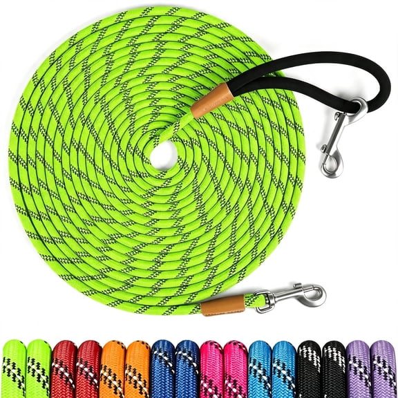 GASTROPOD Long Dog Leash Reflective 15Ft 30Ft 50Ft Check Cord,Training Lead Padded Handle Heavy Duty Rope for Puppy Small Medium Large Dogs Long Leash for Dogs Outside