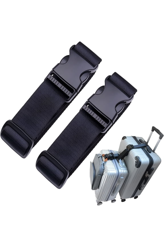 Luggage Straps, Heavy Duty Adjustable Suitcase Belt Travel Attachment for Connecting Your Luggage (Black)