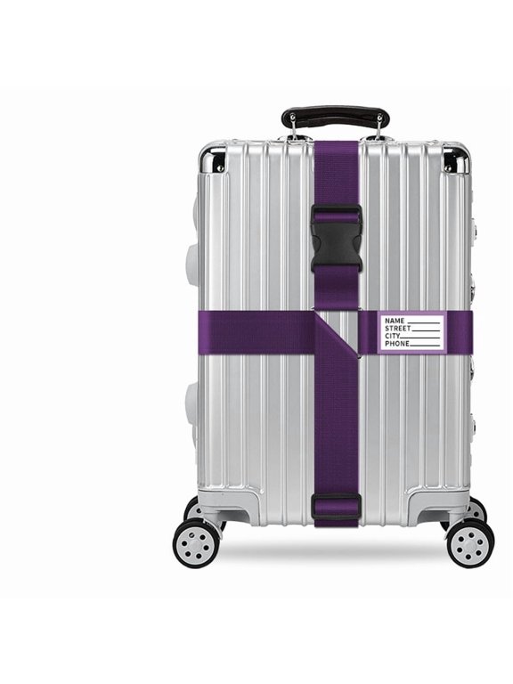 Luggage Straps Travel Strap with Name Tag,Easy to Identify,Luggage Straps Tsa Approved with Lock,Combination Luggage Lock with Adjustable Length,Compatible with Luggage(Purple 1 Pack)