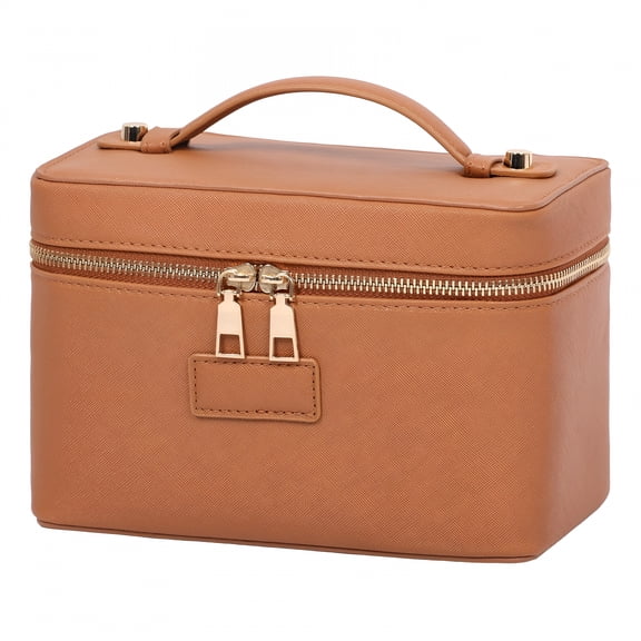 GASTROPOD Makeup Bag Vanity Case for Women,Pu Leather Travel Cosmetic Organizer with Removable Divider,Portable Toiletry Bag with Handle for Daily Use