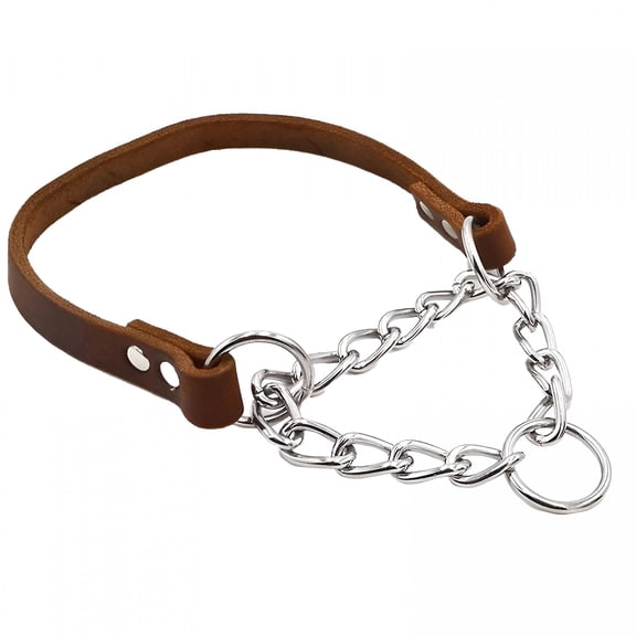 GASTROPOD Martingale Collars for Dogs Premium Collar Material with Stainless Steel Chain Anti-Escape No Pull Training Dog Collar for Medium to Large Breeds (Brown)