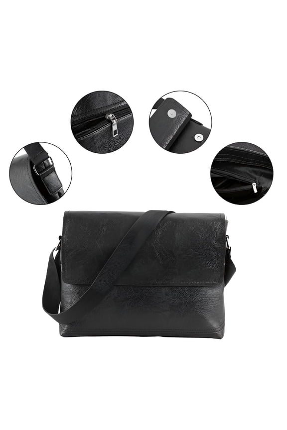 Men Handbag Messenger Shoulder Bag PU Leather Briefcase Vintage Unisex College School Satchel Travel Bag