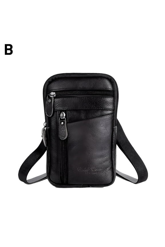 Men Leather Phone Pouch Belt Bag Shoulder Crossbody Waist Pack
